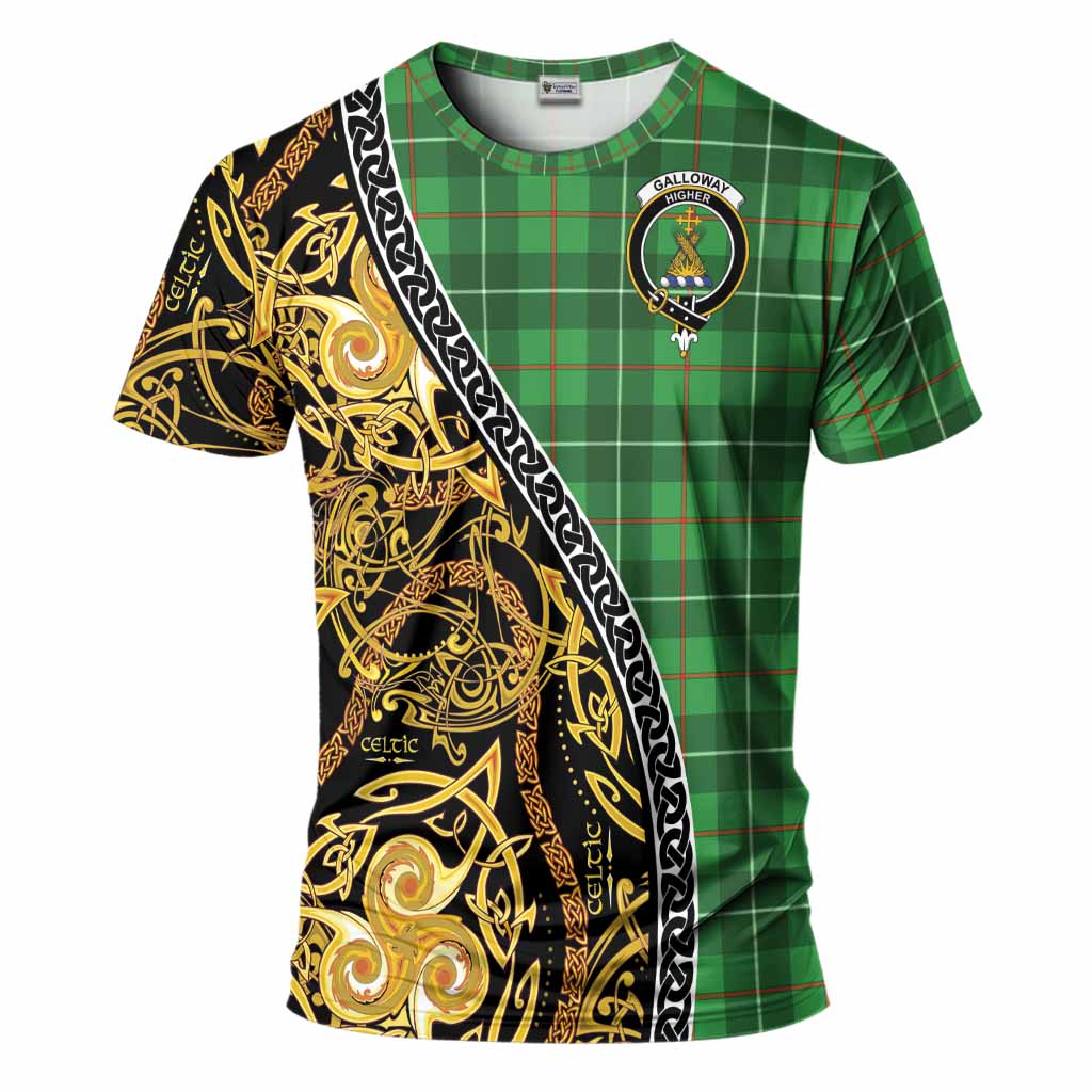 Galloway Tartan Crest T-Shirt Celtic Knot and Triple Trickle Spiral Symbols