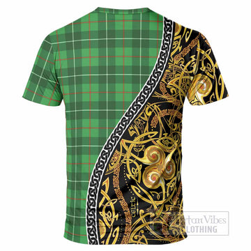 Galloway Tartan Crest T-Shirt Celtic Knot and Triple Trickle Spiral Symbols