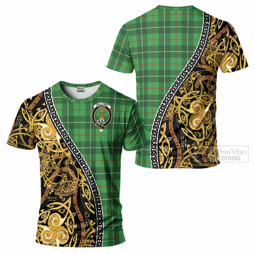 Galloway Tartan Crest T-Shirt Celtic Knot and Triple Trickle Spiral Symbols