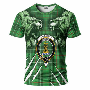 Galloway Tartan Crest T-Shirt Ferocious Lion Style