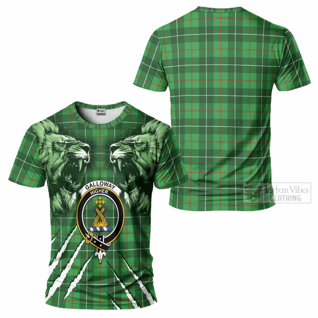 Galloway Tartan Crest T-Shirt Ferocious Lion Style