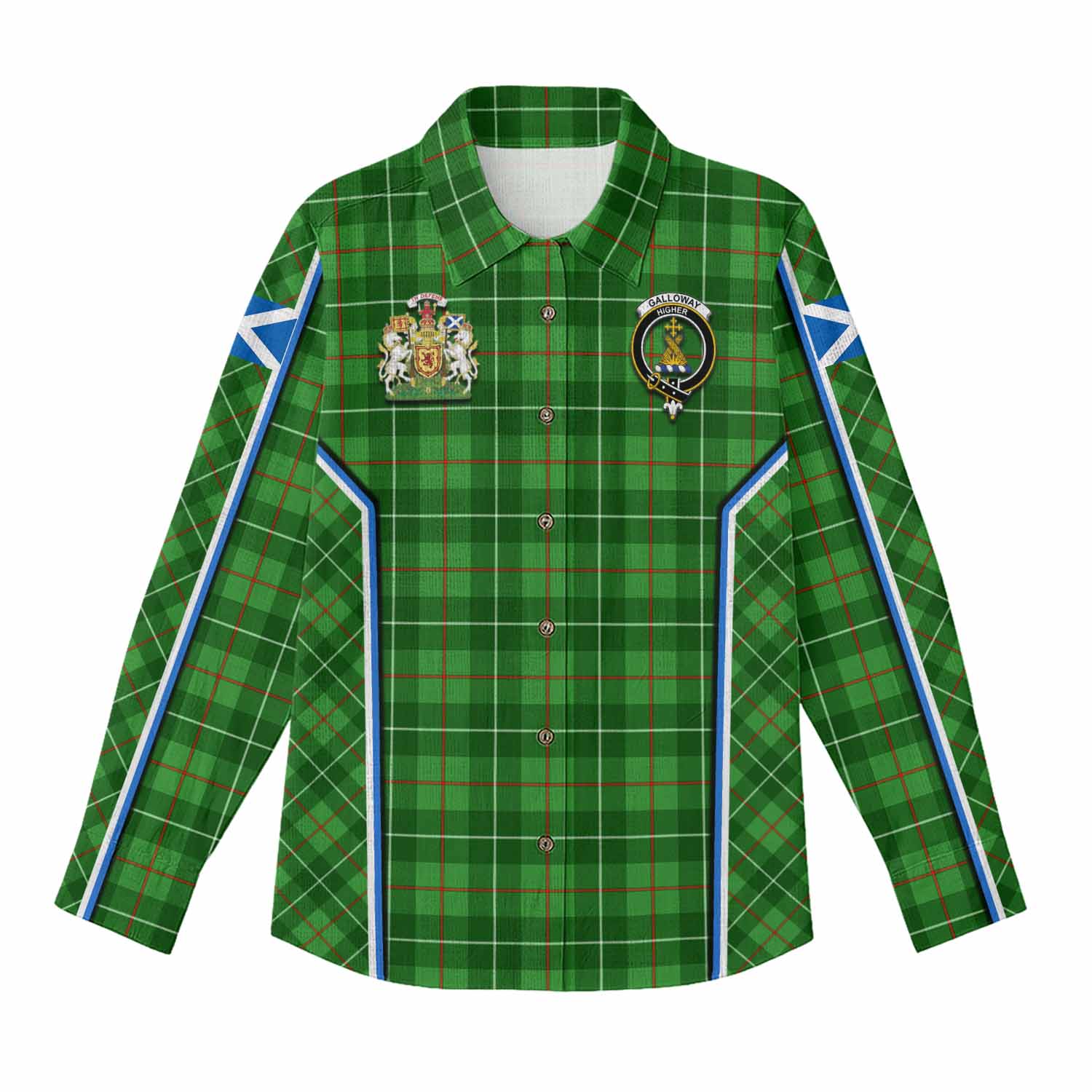 Galloway Tartan Crest Women Casual Shirt Scotland Coat of Arm Flag Style - Tartan Vibes Clothing