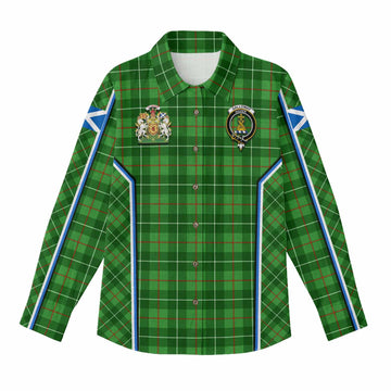 Galloway Tartan Crest Women Casual Shirt Scotland Coat of Arm Flag Style