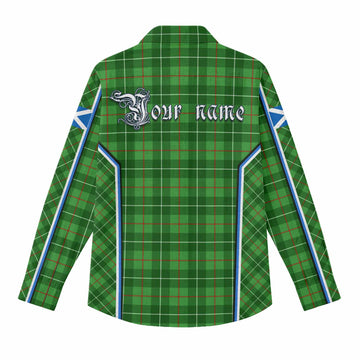 Galloway Tartan Crest Women Casual Shirt Scotland Coat of Arm Flag Style