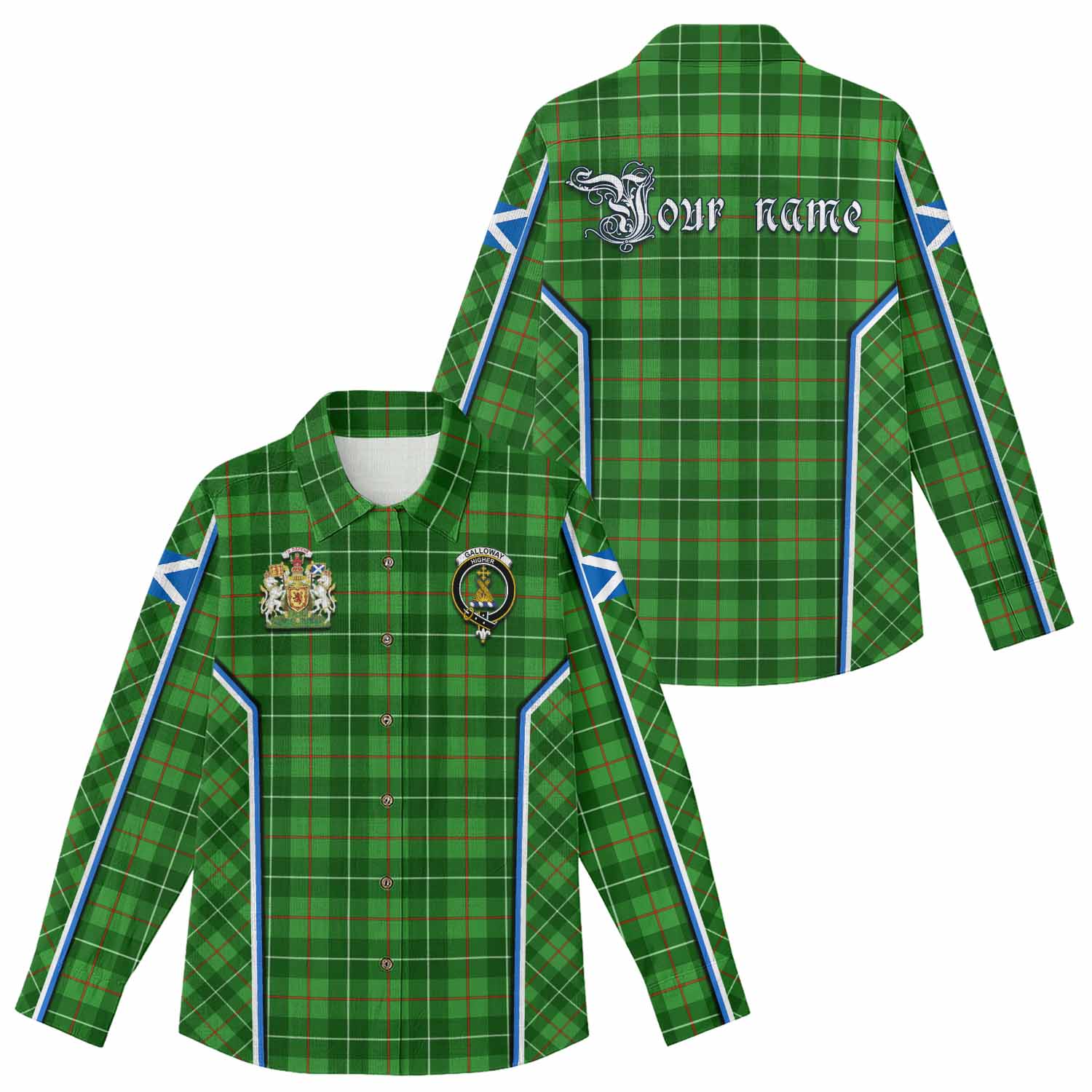 Galloway Tartan Crest Women Casual Shirt Scotland Coat of Arm Flag Style - Tartan Vibes Clothing