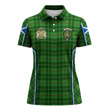 Galloway Tartan Crest Women's Polo Shirt Scotland Coat of Arm Flag Style