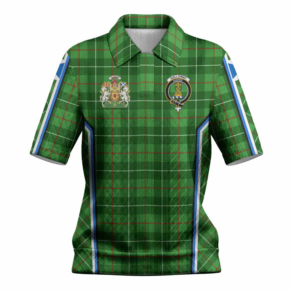 Galloway Tartan Crest Women’s Polo Sweater Top Scotland Coat of Arm Flag Style