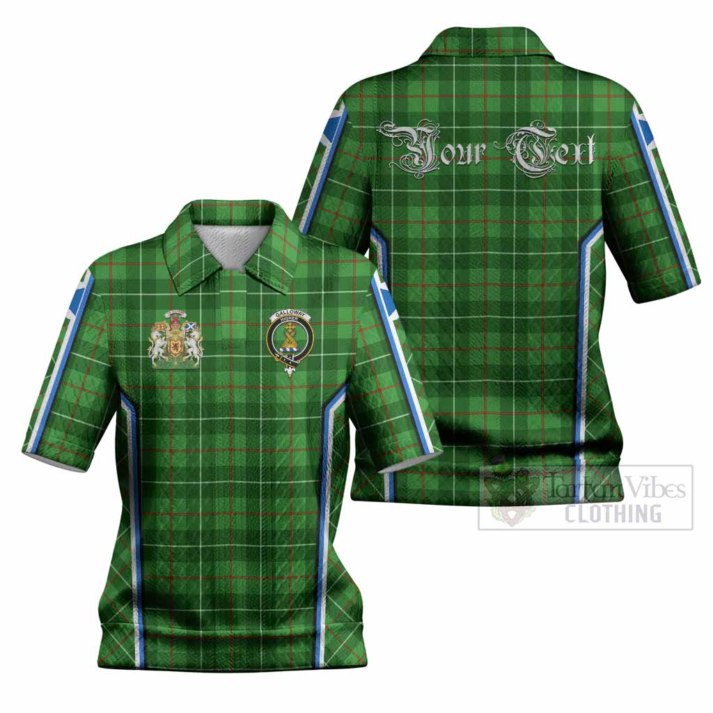 Galloway Tartan Crest Women’s Polo Sweater Top Scotland Coat of Arm Flag Style