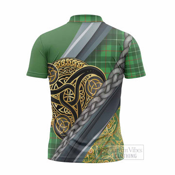 Galloway Tartan Crest Zipper Polo Shirt Scottish Triskele Celtic