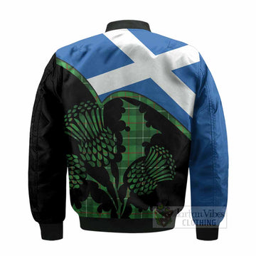 Galloway Tartan Family Crest Bomber Jacket Scotland Thistle Floral Flag Style