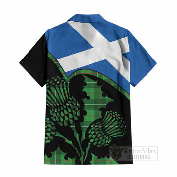 Galloway Tartan Family Crest Cotton Hawaiian Shirt Scotland Thistle Floral Flag Style