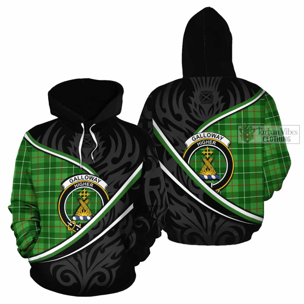Galloway Tartan Family Crest Cotton Hoodie Celtic Scottish Thistle Floral - Tartan Vibes Clothing