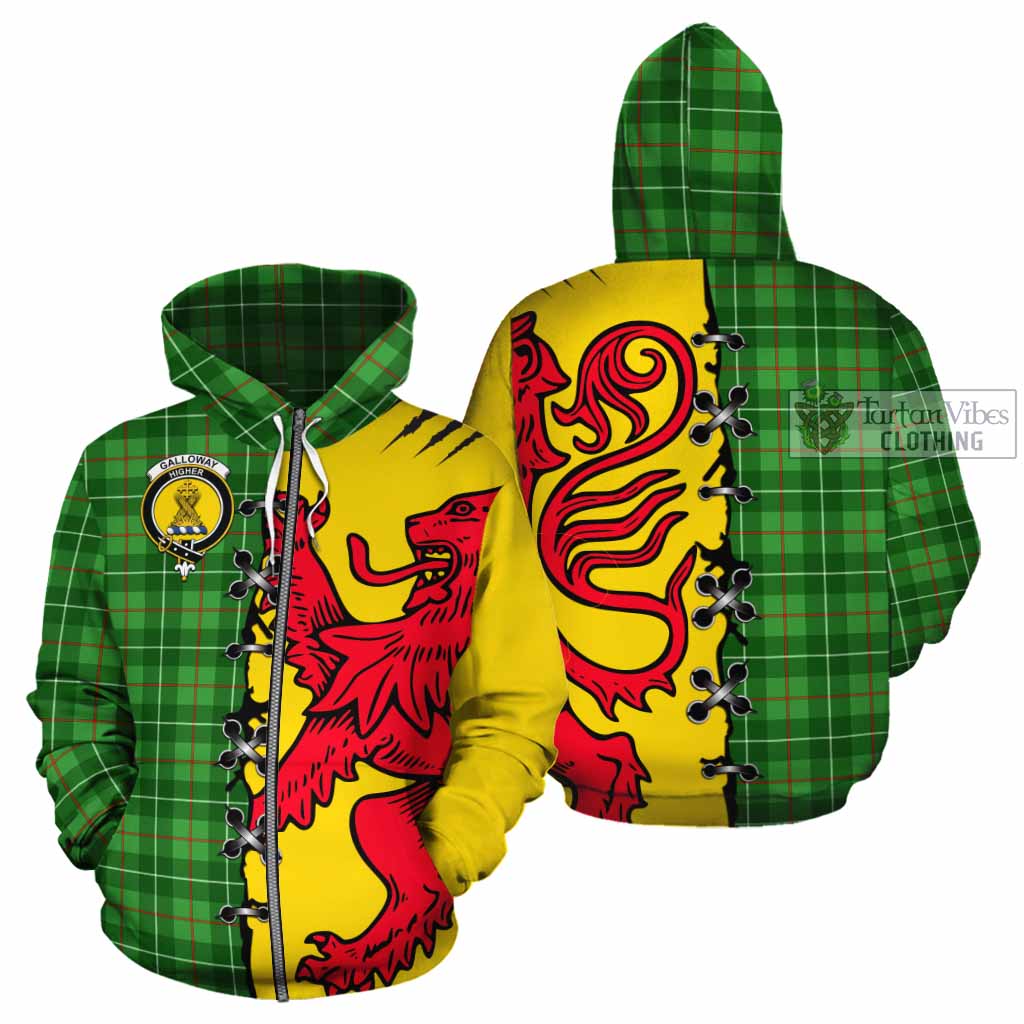 Galloway Tartan Family Crest Cotton Hoodie Lion Rampant Honor - Tartan Vibes Clothing