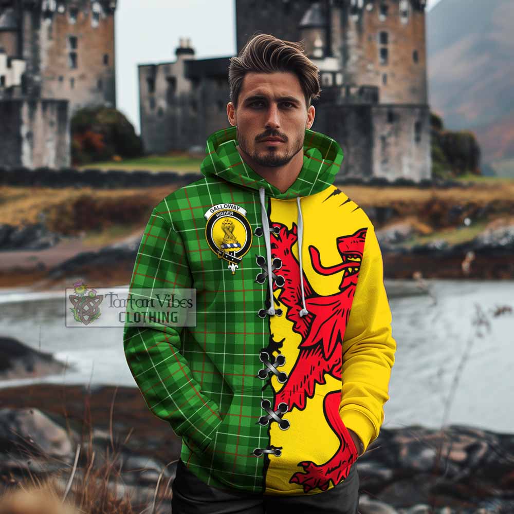 Galloway Tartan Family Crest Cotton Hoodie Lion Rampant Honor - Tartan Vibes Clothing