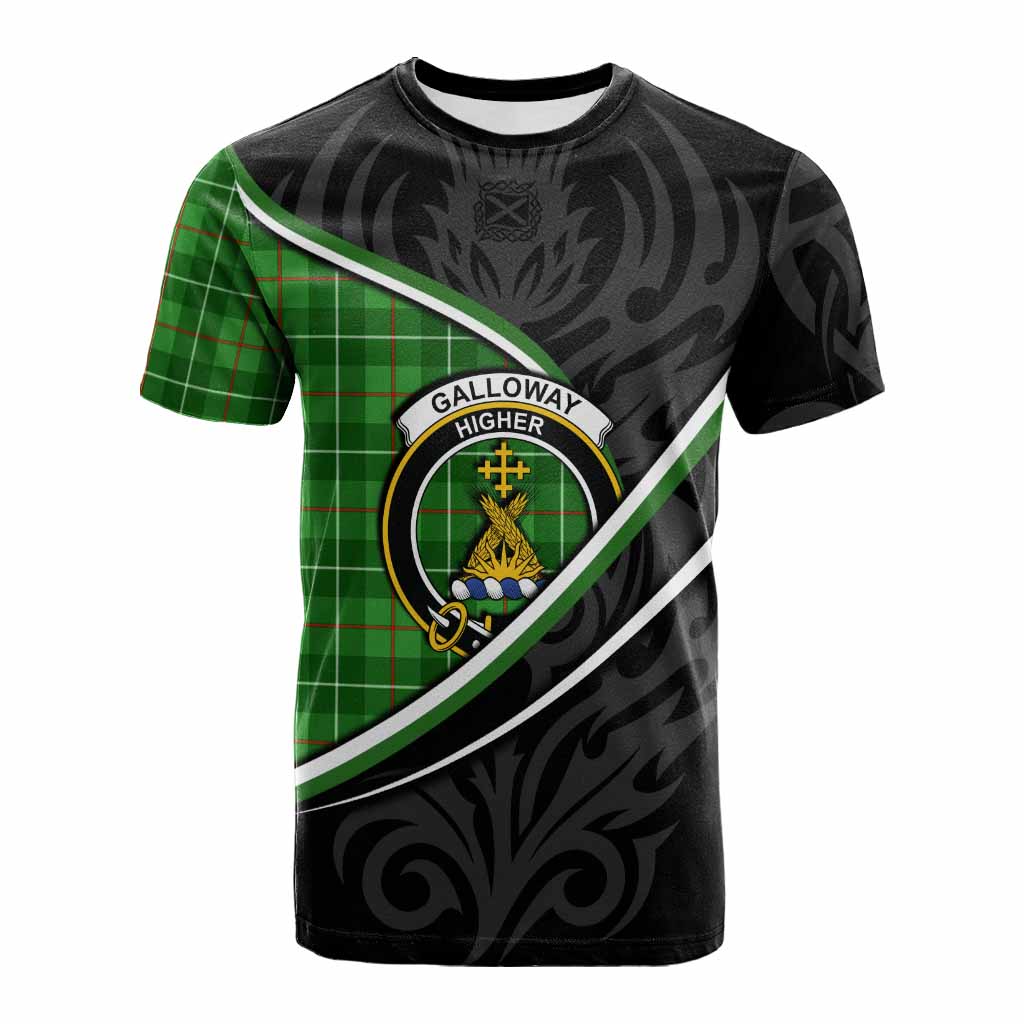 Galloway Tartan Family Crest Cotton T-shirt Celtic Scottish Thistle Floral - Tartan Vibes Clothing