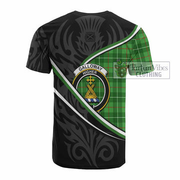 Galloway Tartan Family Crest Cotton T-shirt Celtic Scottish Thistle Floral