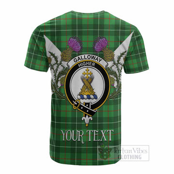 Galloway Tartan Family Crest Cotton T-shirt Scottish Burns Night Thistle Floral
