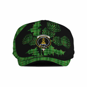 Galloway Tartan Family Crest Flat Cap, Jeff Cap Scotland Thistle Floral