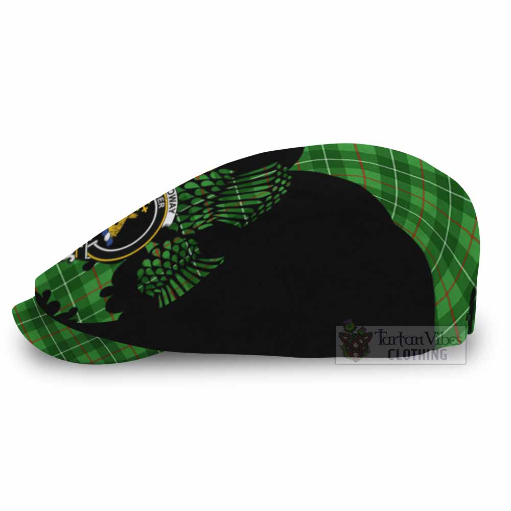 Galloway Tartan Family Crest Flat Cap, Jeff Cap Scotland Thistle Floral