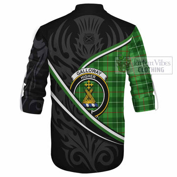 Galloway Tartan Family Crest Ghillie Kilt Shirt Celtic Scottish Thistle Floral