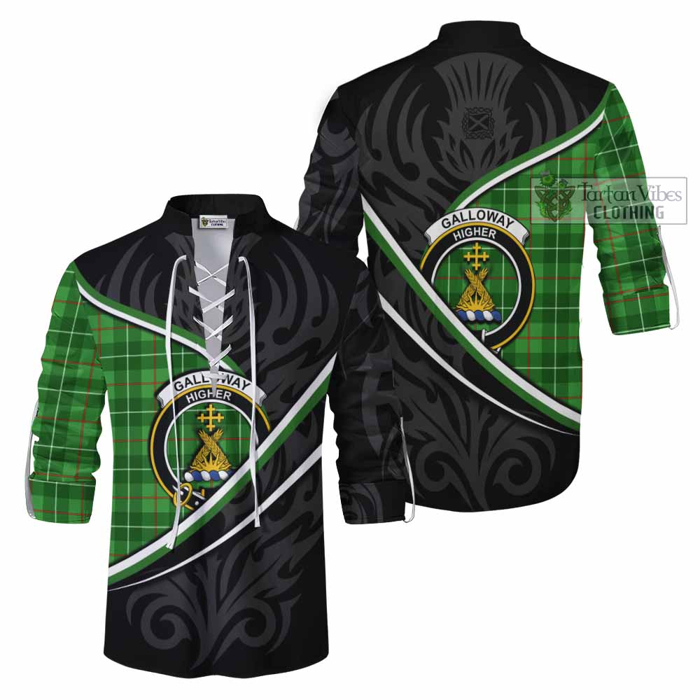 Galloway Tartan Family Crest Ghillie Kilt Shirt Celtic Scottish Thistle Floral - Tartan Vibes Clothing