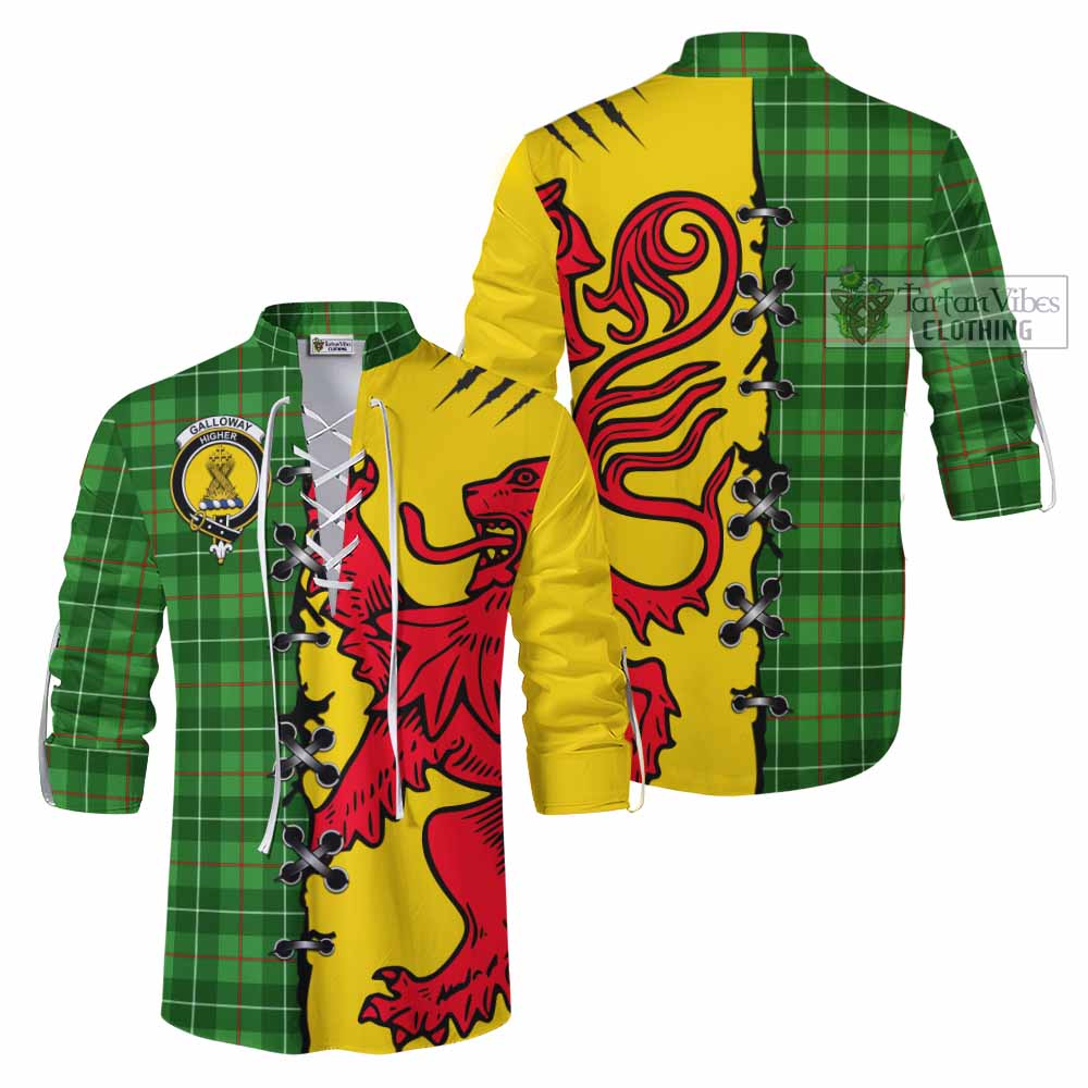 Galloway Tartan Family Crest Ghillie Kilt Shirt Lion Rampant Honor - Tartan Vibes Clothing