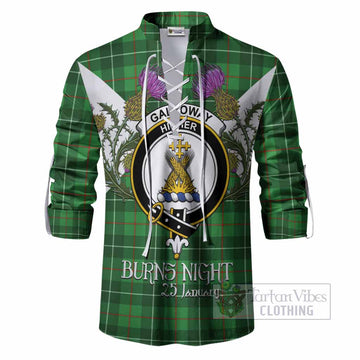 Galloway Tartan Family Crest Ghillie Shirt Scottish Burns Night Thistle Floral