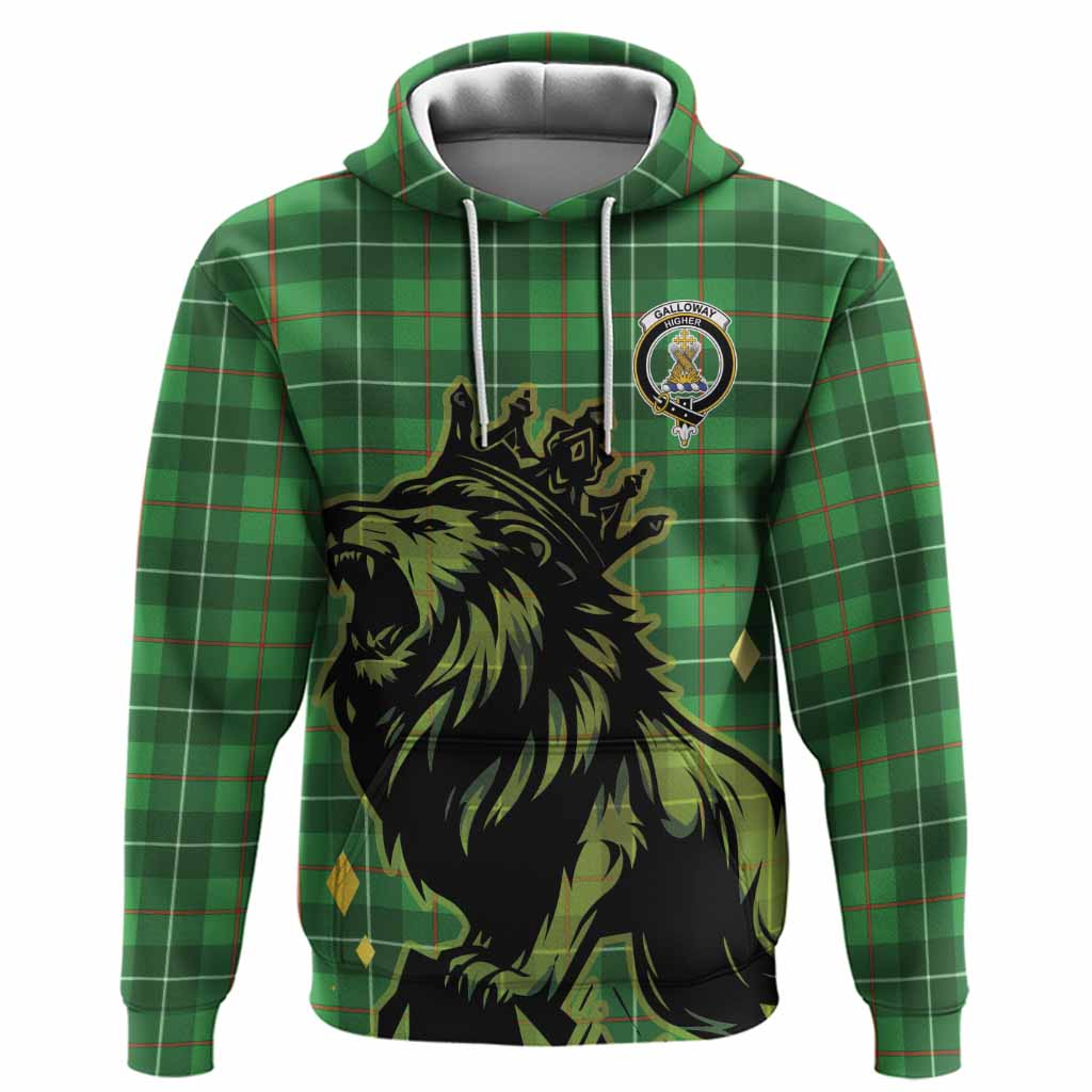 Galloway Tartan Family Crest Hoodie Crowned Lion Roaring