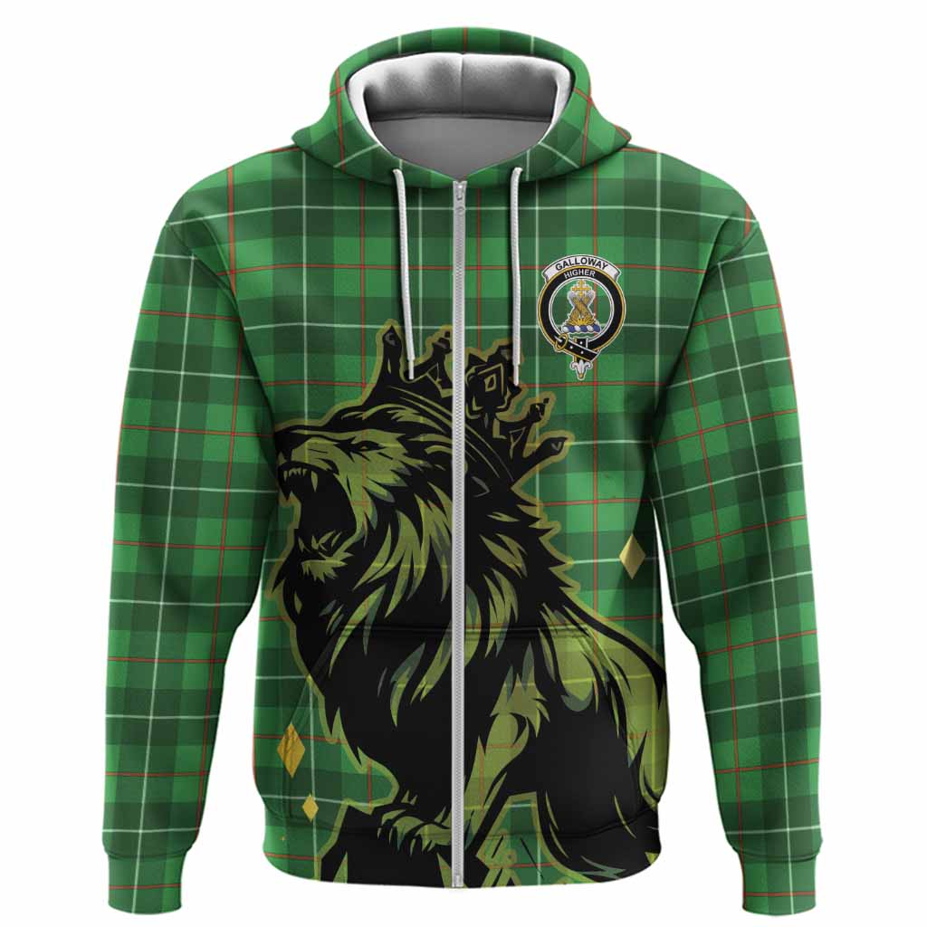 Galloway Tartan Family Crest Hoodie Crowned Lion Roaring