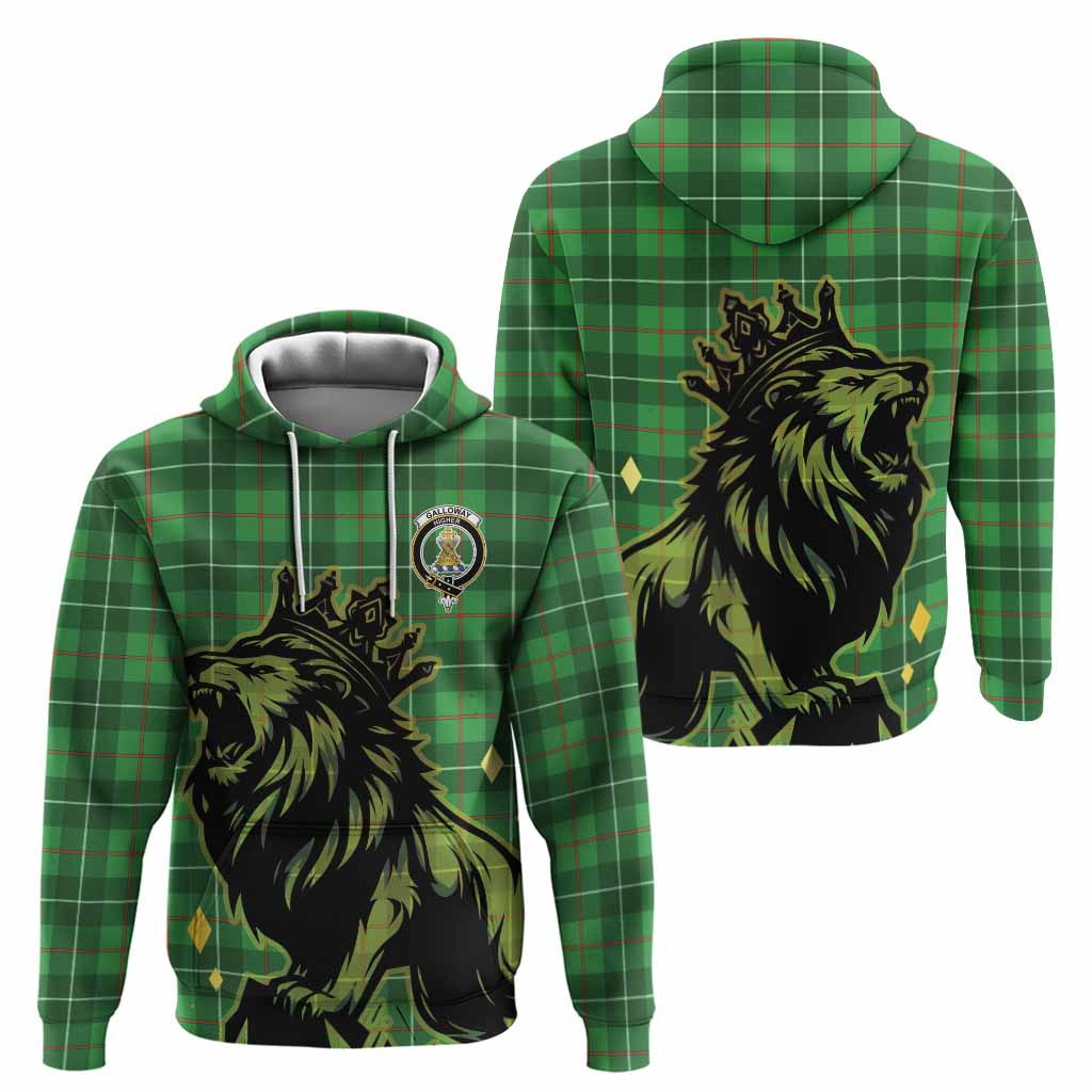 Galloway Tartan Family Crest Hoodie Crowned Lion Roaring