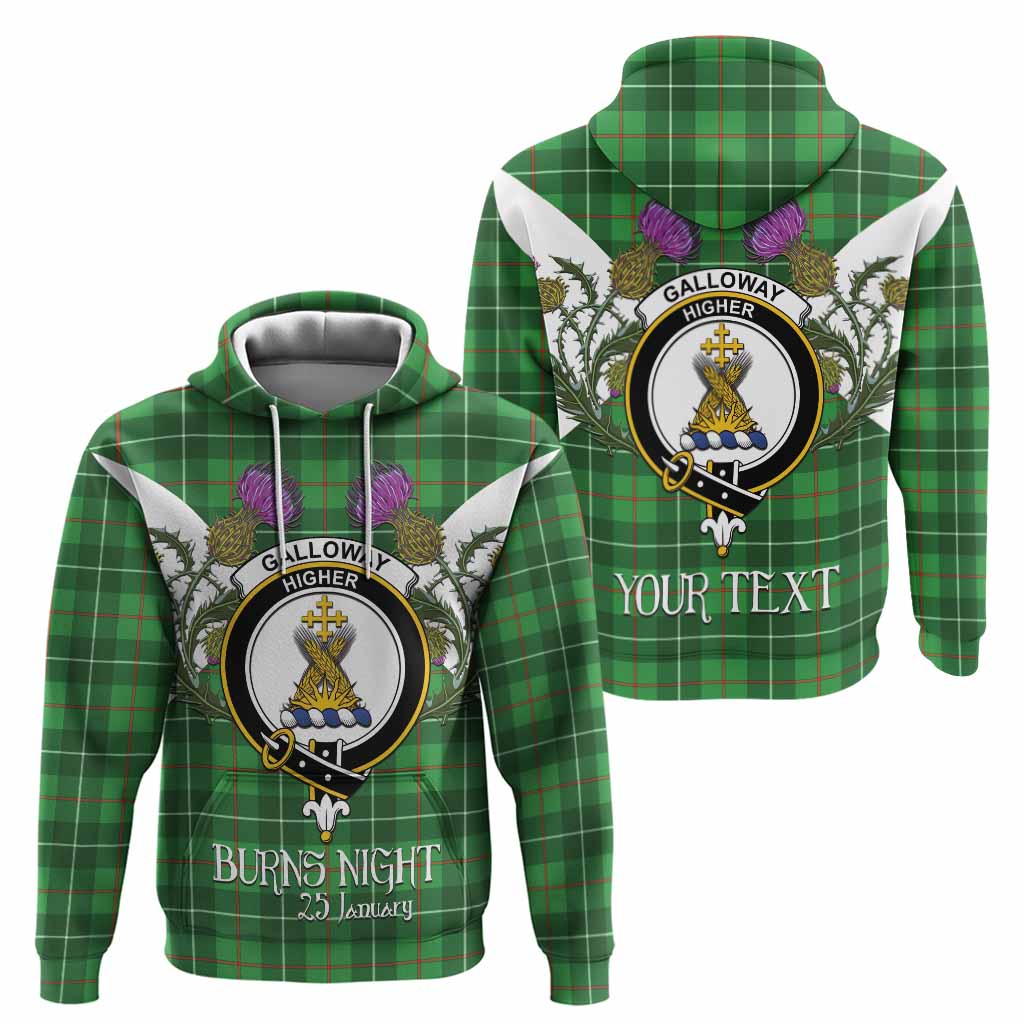 Galloway Tartan Family Crest Hoodie Scottish Burns Night Thistle Floral
