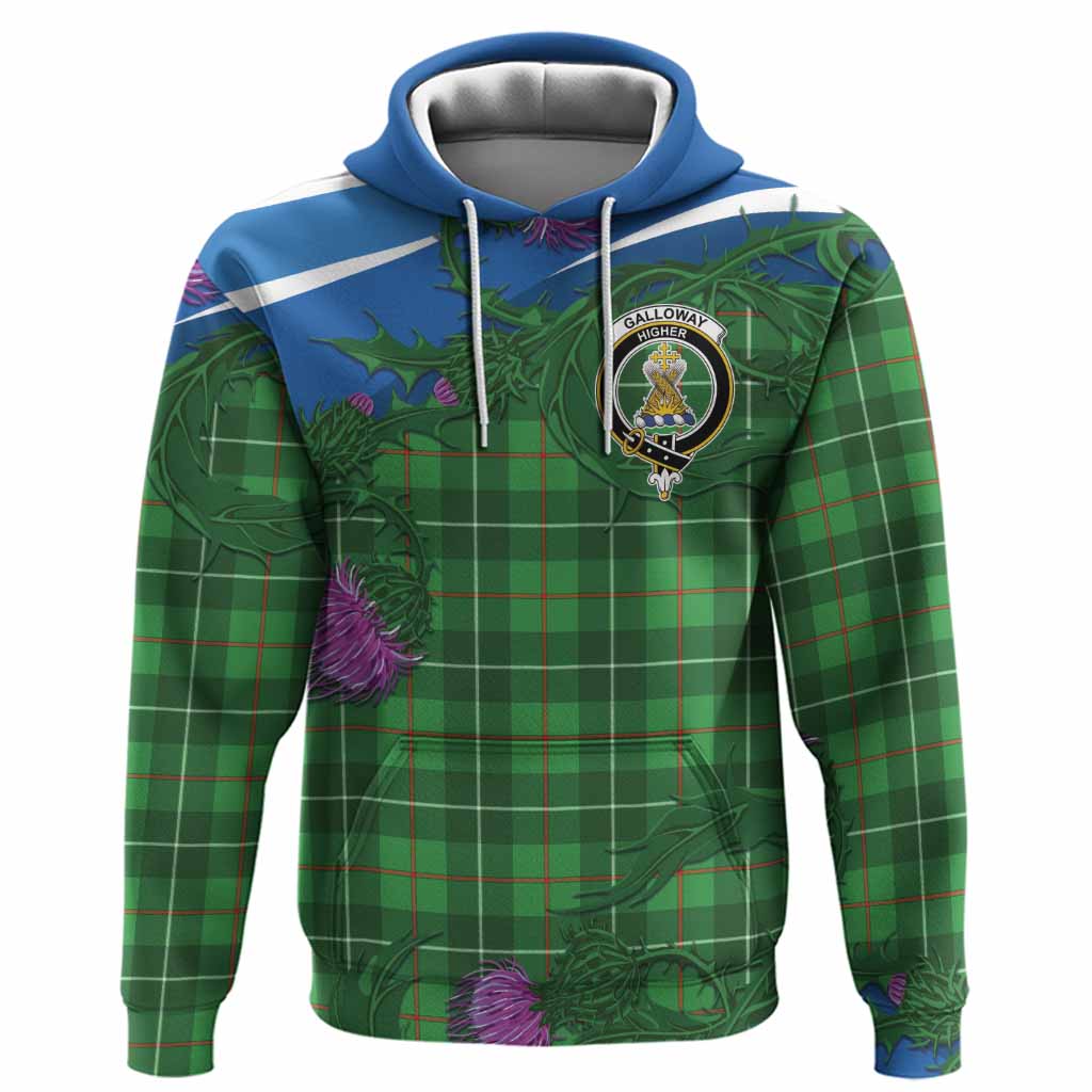 Galloway Tartan Family Crest Hoodie Thistle in Minimalism