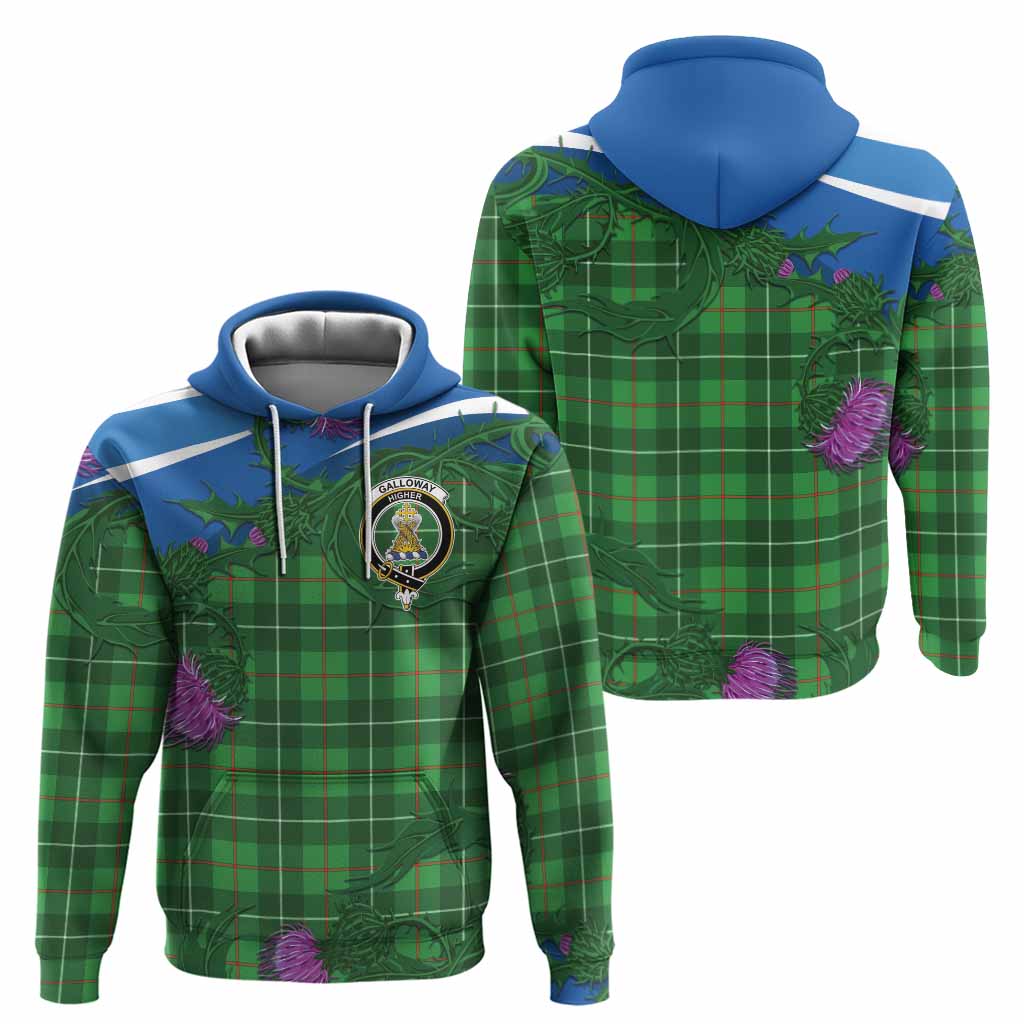 Galloway Tartan Family Crest Hoodie Thistle in Minimalism