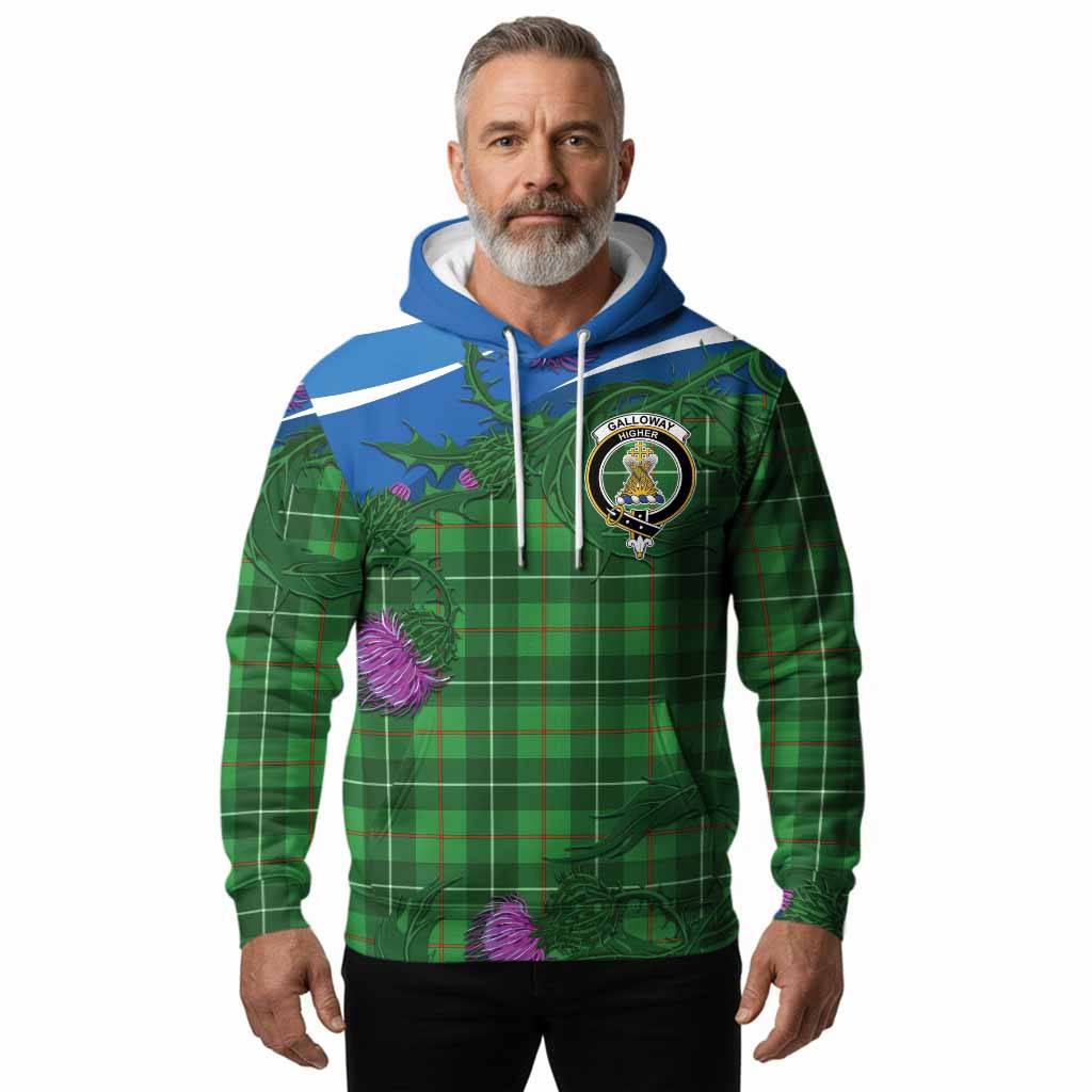 Galloway Tartan Family Crest Hoodie Thistle in Minimalism