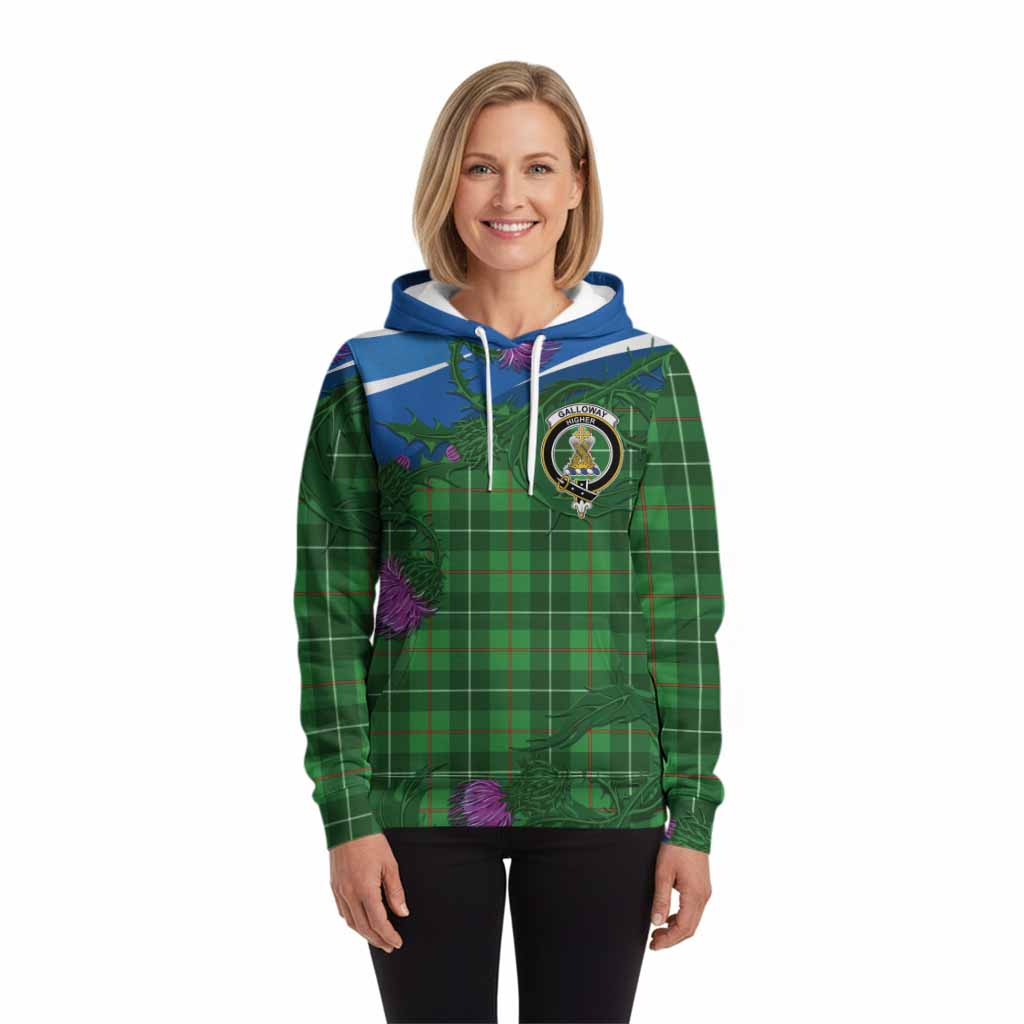 Galloway Tartan Family Crest Hoodie Thistle in Minimalism