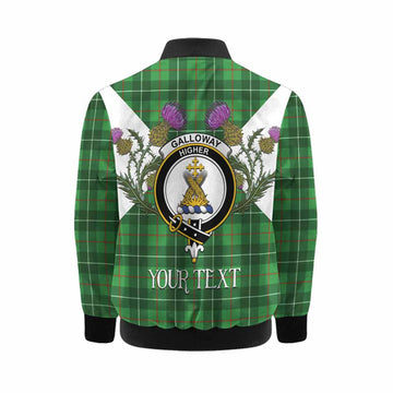Galloway Tartan Family Crest Kid Bomber Jacket Scottish Burns Night Thistle Floral