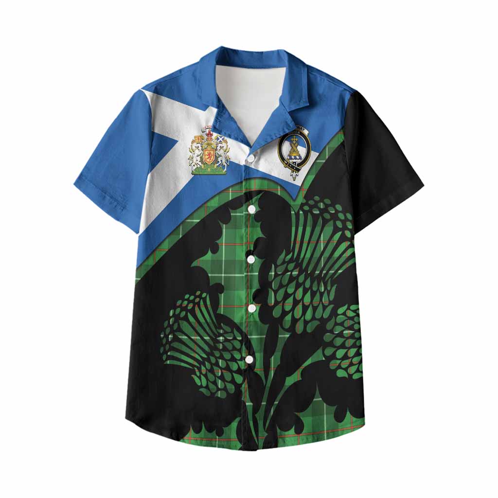 Galloway Tartan Family Crest Kid Hawaiian Shirt Scotland Thistle Floral Flag Style