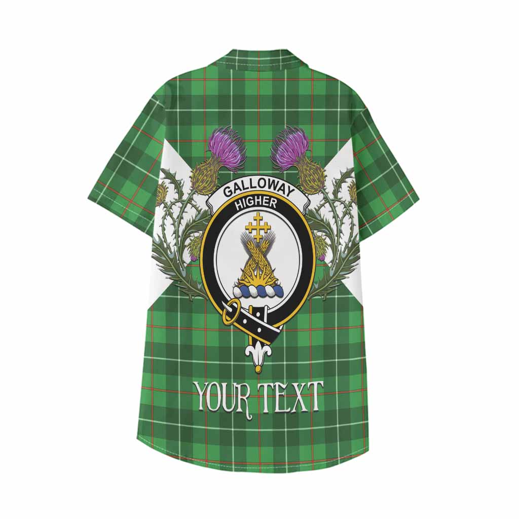Galloway Tartan Family Crest Kid Hawaiian Shirt Scottish Burns Night Thistle Floral