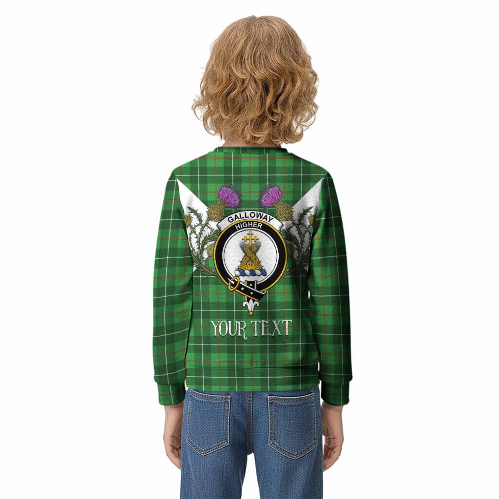 Galloway Tartan Family Crest Kid Knitted Sweatshirt Scottish Burns Night Thistle Floral