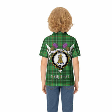 Galloway Tartan Family Crest Kid Polo Shirt Scottish Burns Night Thistle Floral