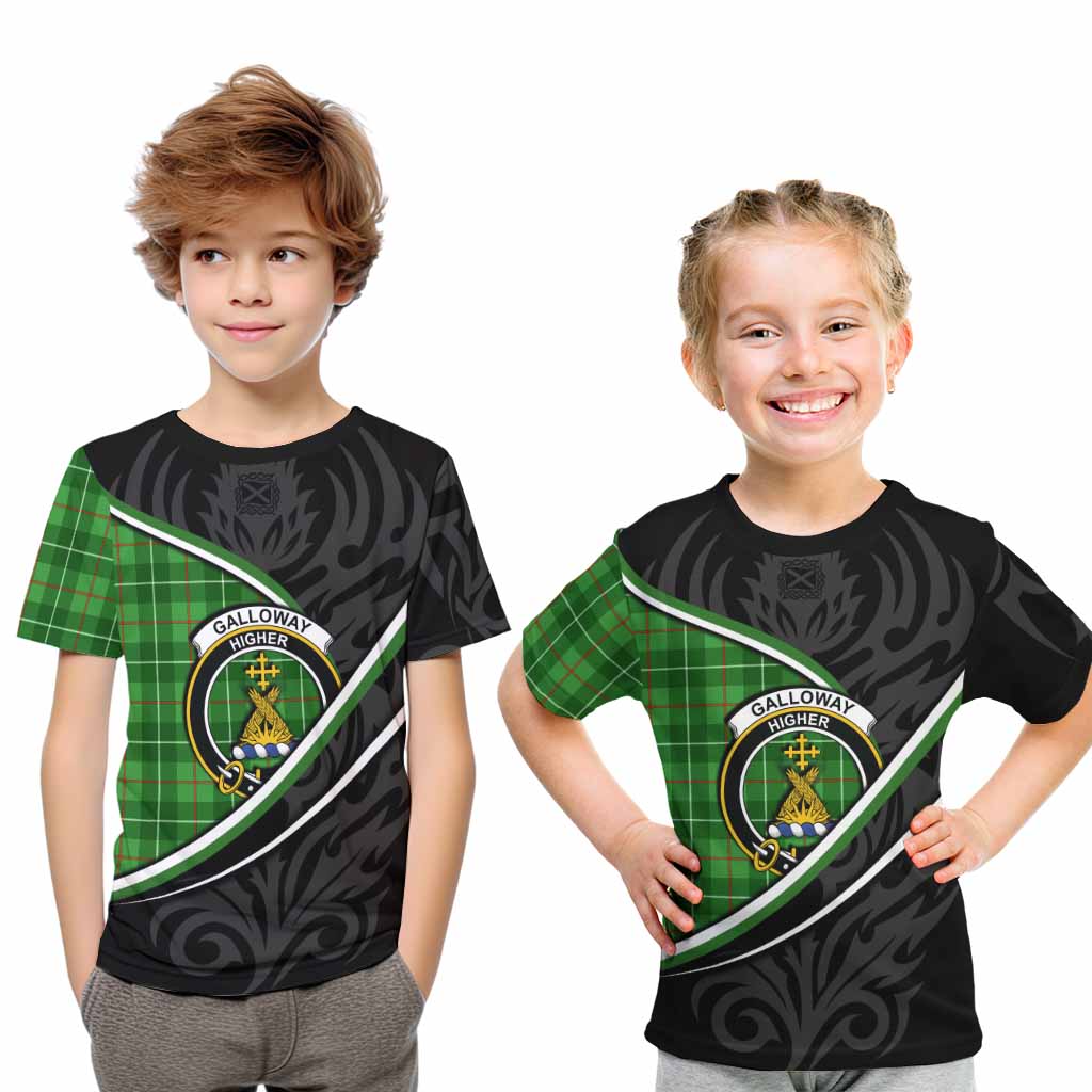Galloway Tartan Family Crest Kid T-shirt Celtic Scottish Thistle Floral - Tartan Vibes Clothing