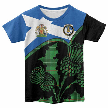 Galloway Tartan Family Crest Kid T-shirt Scotland Thistle Floral Flag Style