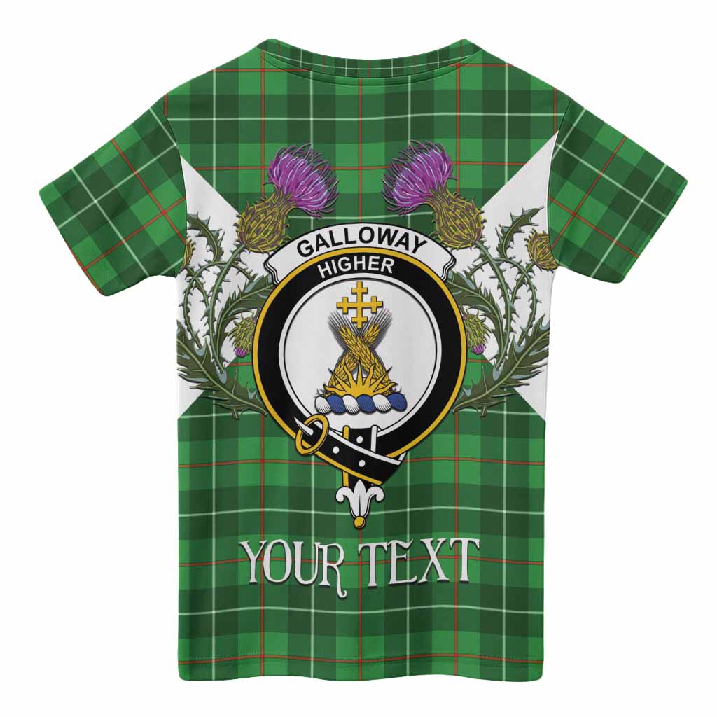 Galloway Tartan Family Crest Kid T-shirt Scottish Burns Night Thistle Floral