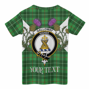 Galloway Tartan Family Crest Kid T-shirt Scottish Burns Night Thistle Floral
