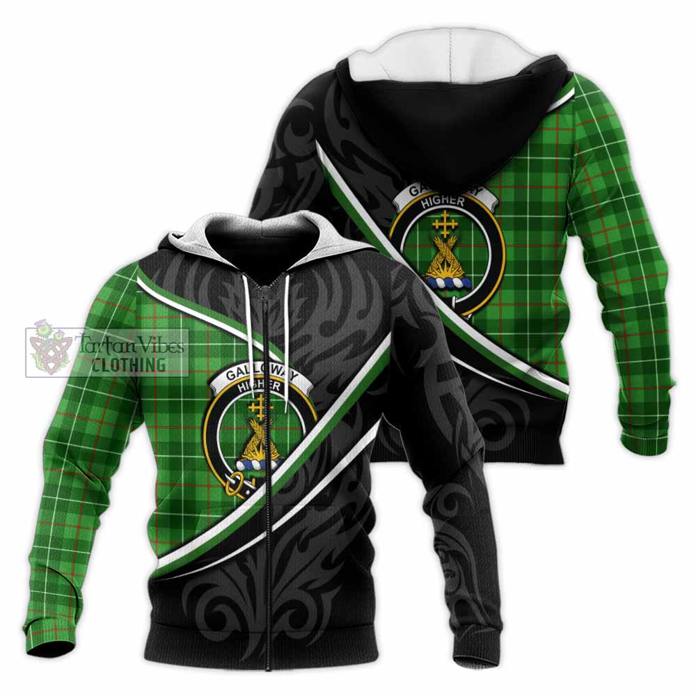 Galloway Tartan Family Crest Knitted Hoodie Celtic Scottish Thistle Floral - Tartan Vibes Clothing