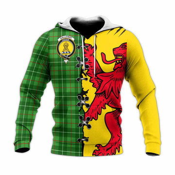 Galloway Tartan Family Crest Knitted Hoodie Lion Rampant Honor