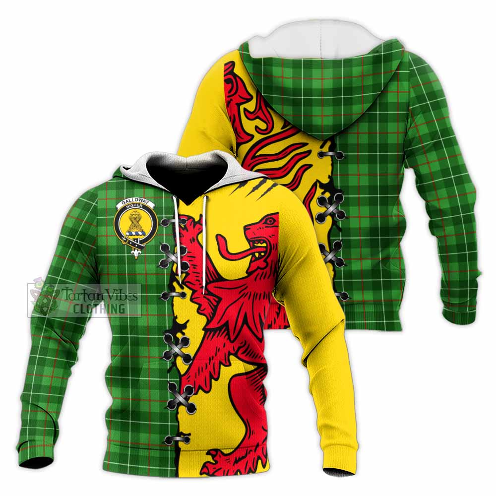 Galloway Tartan Family Crest Knitted Hoodie Lion Rampant Honor - Tartan Vibes Clothing