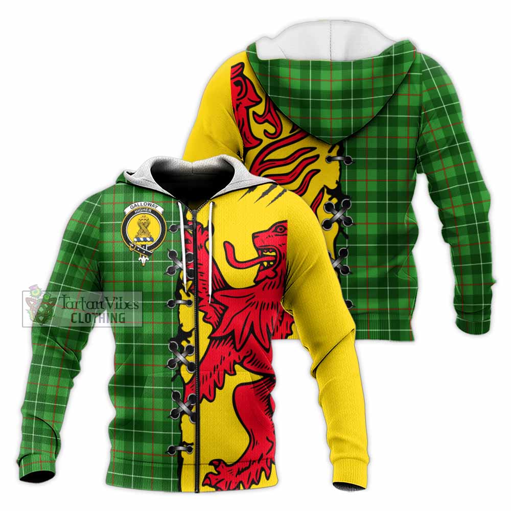 Galloway Tartan Family Crest Knitted Hoodie Lion Rampant Honor - Tartan Vibes Clothing