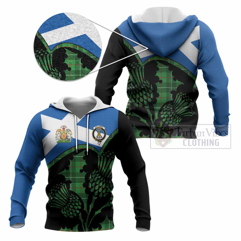 Galloway Tartan Family Crest Knitted Hoodie Scotland Thistle Floral Flag Style