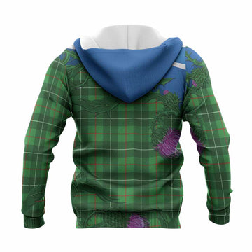 Galloway Tartan Family Crest Knitted Hoodie Thistle in Minimalism